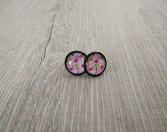 Earrings Fuchsia tree pattern