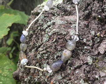 Labradorite & moonstone beaded bracelet