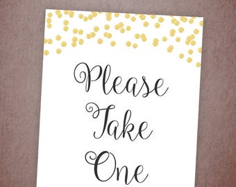 Please Take One Sign, Wedding Favor Sign, Please Take One Gold Glitter, Wedding Sign, Bridal Shower, Baby Shower, Printable Decor , BSG1