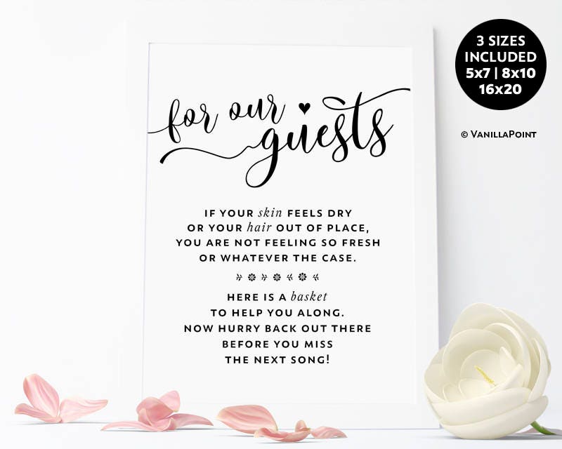Wedding Bathroom Basket Sign Wedding Printable Sign Wedding