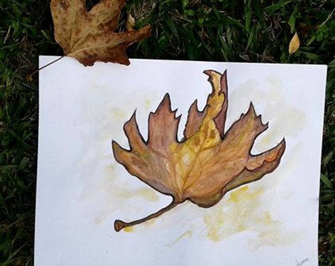 Watercolor Painting,Dried Leaf,Leaf,Autumn,Autumn Painting,Art,original painting,original art,leaf painting,watercolor art,hand painted leaf