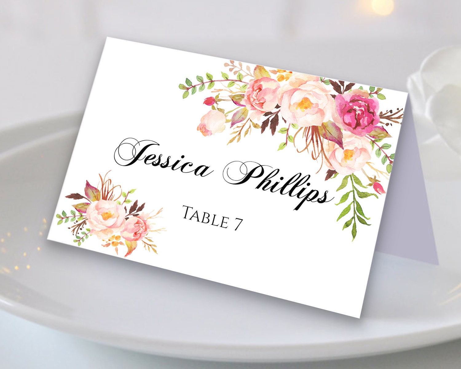 Wedding Place Cards Place Card Template Editable Reserved