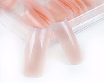 100 Nail Tips Cover False Nail Tips Artificial Nails Fake Nail Tips Original for Manicure Acrylic French Nail Art DIY Nude