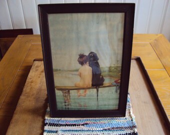 Framed Picture, Wall Picture, Hanging Wall Picture, Little Girl Picture, Dog Picture, Bathroom Picture, Framed Wall Picture, Picture Frame
