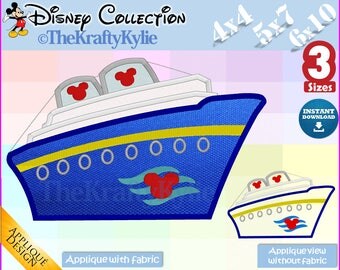 Disney CRUISE APPLIQUE DESIGNS - 3 Sizes 4x4, 5x7, 6x10