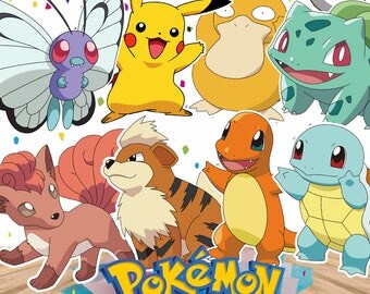 8 Pokemon Centerpieces Double Sided/ Pokemon Party/ Pokemon Cake Toppers/ Printable/ Instant Download