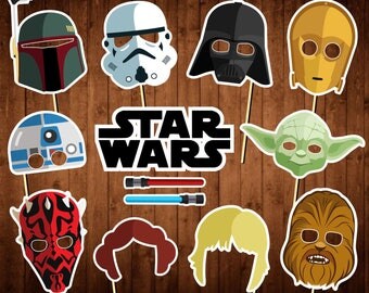 Star Wars Photo Booth Props - Star Wars Party Supplies - Printable Star Wars Photobooth - Yoda - Darth Vader - Luke Skywalker