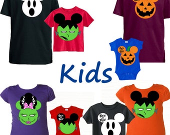 Kids, Halloween Simple, pumpkin, ghost, Halloween, Disney Shirts, Mickey Ears, You pick the size & color, customize, babies, boys, girls