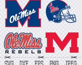 Ole Miss Rebels Logo SVG DXF EPS Png Cut Vector File Silhouette Cameo Cricut Design Vinyl Decal Template Stencill Heat Transfer Iron Tshirt