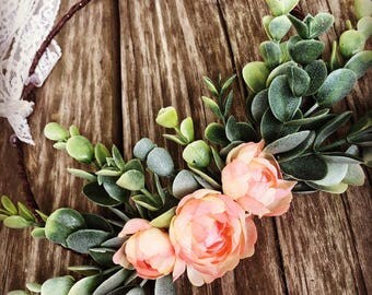 Flower Crown, Boho, Wedding Flower Crown, Bridal, Coral, Wedding, Kids, Floral Crown, Adult, Flowers, Boho Flower Wreath, Headband, Baby
