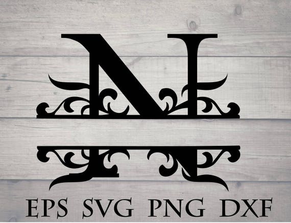 Split initial svg / split letter N monogram svg split