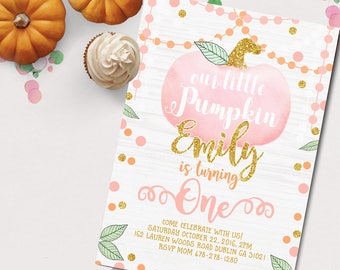 Fall birthday invitation, fall first birthday invitation, fall pumpkin birthday invitation, cute fall pumpkin invitation, birthday party