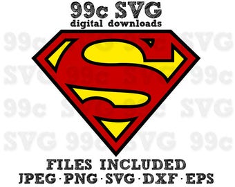 Superman DC Logo Superhero SVG DXF Png Vector Cut File Cricut Design Silhouette Vinyl Decal Disney Party Stencil Template Heat Transfer Iron