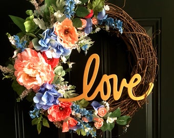 Dixie Charm with "LOVE", Summer Wreath, Spring Wreath,