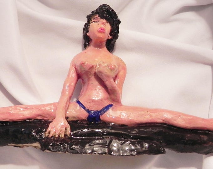 Handmade Ceramic Collective Sex Girl in a Split with Smoke-able Pipe ,Only Original Piece Handmade by Gennaro Rango, Original piece