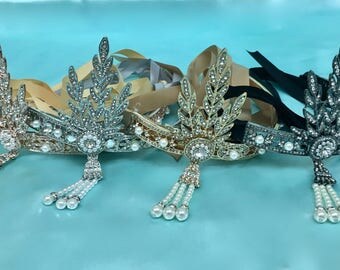 Great Gatsby Headpiece, Boho Bridal Headpiece, Boho Wedding Headpiece, Bohemian Wedding Headpiece , Bohemian Bridal Headpiece