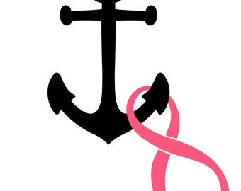 Cancer Ribbon With Anchor Svg