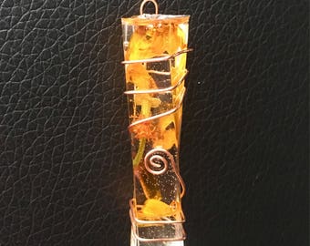 Orange Petal Resin Pendant