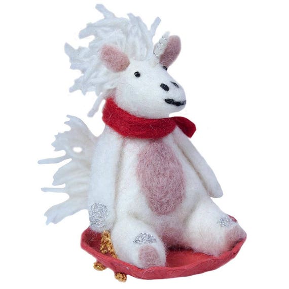 sledding unicorn felt ornament handmade and fair trade sledding unicorn felt ornament handmade and fair trade
