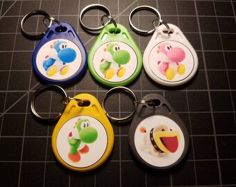 5 Full Set Yoshi Wooly World Amiibo NFC WATERPROOF Keychain Card Tags Light Blue Green Pink Mega Poochy Switch 3DS Wii U Breath of the Wild