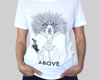 silkscreen t-shirt "ABOVE" designed by the artist Thierry Kupferschmid aka 22bumblebees.com