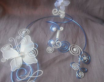 set of transparent glass, beads and Butterfly