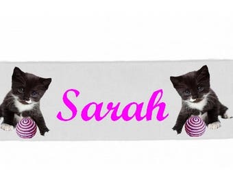 Girl white kittens personalized with name banner