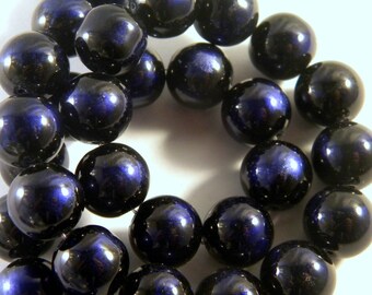 black and white glass blue royal 12 PV70-4 mm 10 beads
