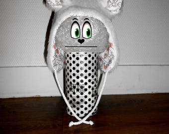 Hat with ear and kawaii "polar bear animal" model mixed newborn earflap
