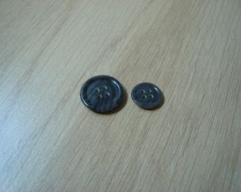 set of two buttons granite gray marbled