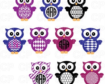 Download Owl monogram svg | Etsy