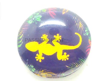 2 lizard multicolor black 20mm glass cabochon