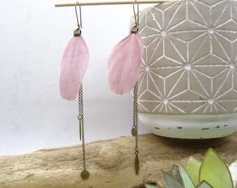 Boucles D'oreilles Pendantes Bohème Chic - Doré Et Rose, Avec Perles, En Acier Inoxydable - Neuf Sans Emballage