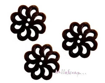 Set of 5 flowers embellishment scrapbooking card wood buttons *.