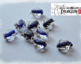 Glass fish beads, handmade
