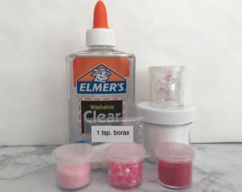 DIY Pink Hearts Slime Kit Clear Slime Floam