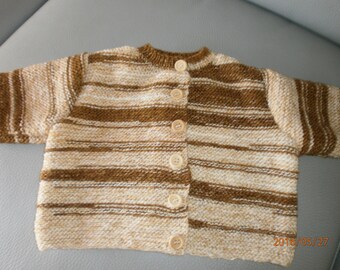 Baby Peony Garter Stitch Cardigan. Hand Knitting Pattern. Pdf