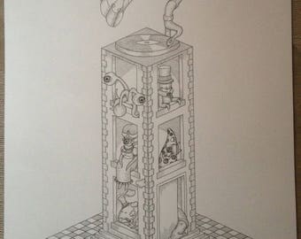 The phonograph (surreal drawing)
