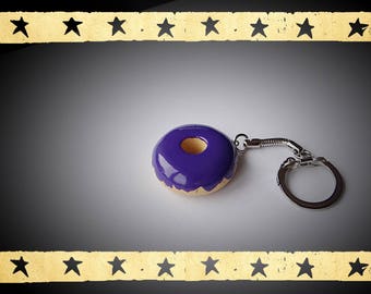 Donuts purple glaze on keychain