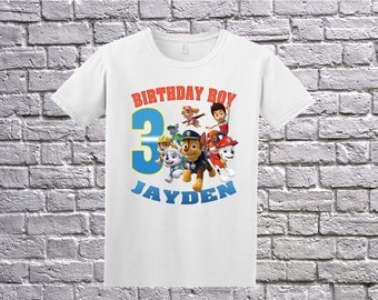 Custom Paw Patrol Shirt, Paw Patrol Birthday Shirt, Personalized Paw Patrol Apparel, Paw Patrol Name Age, Paw Patrol Birthday Theme Party
