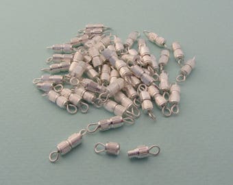 Set of 50 barrel clasps - Screw fasteners - Brass - Silver color - Nickel free