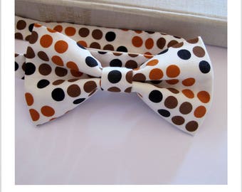 Bow tie cream Brown, light brown and black polka dots