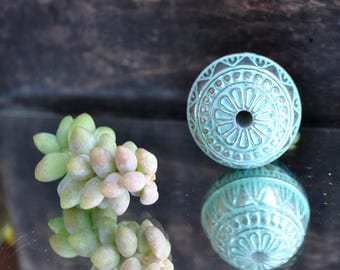 Pale green and silver large ball bead diameter
