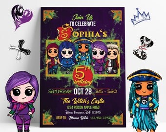 Descendants 2 Invitation | Descendants 2 Party | Descendants 2 Birthday Invitation | Descendants 2 Birthday Invitation | Descendants 2