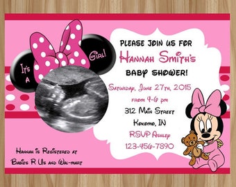 Minnie Mouse Baby Shower Invitation, Minnie Mouse Baby Shower, Minnie Baby Shower Invitation, Minnie Mouse Invitation, Digital File