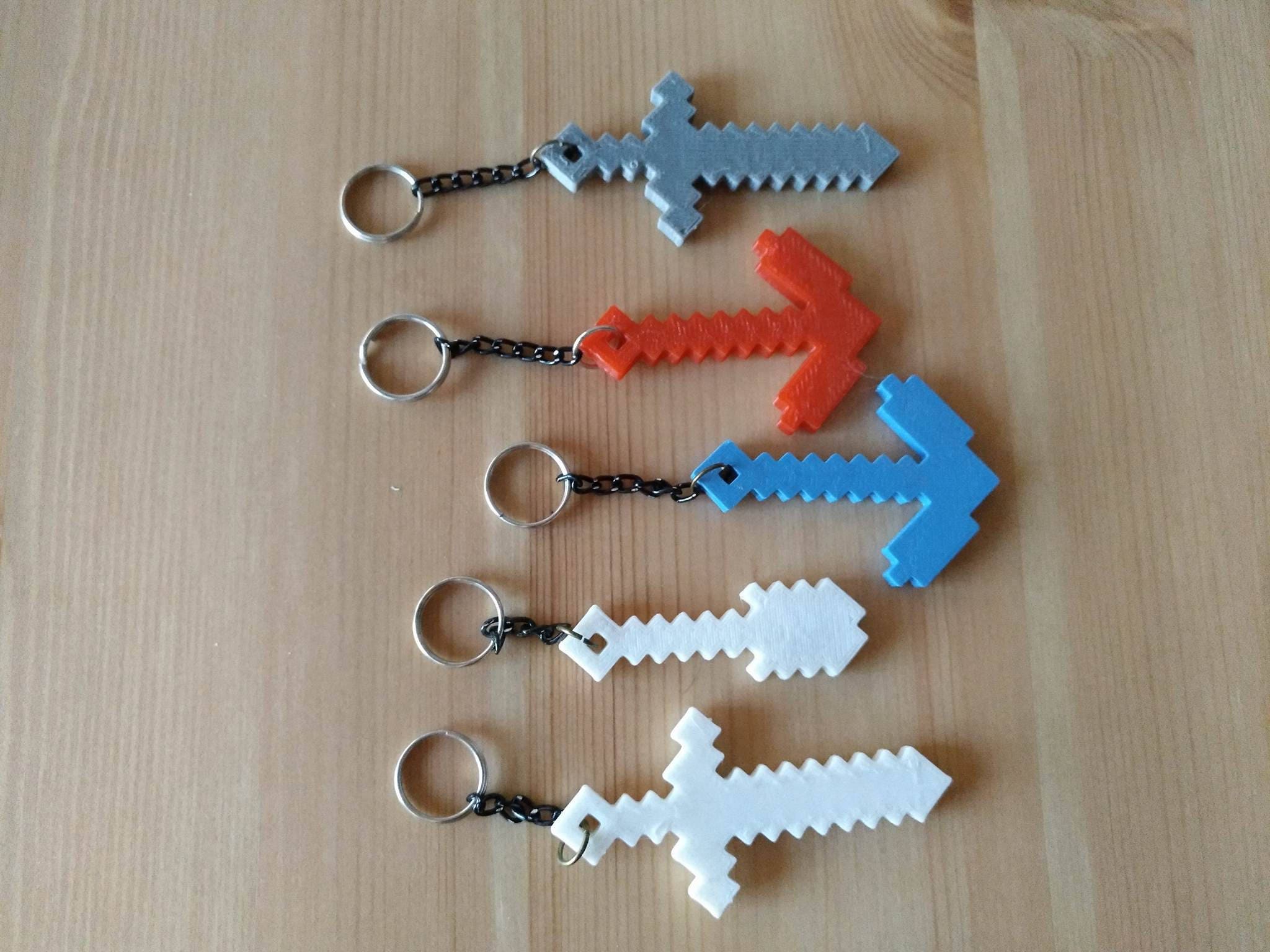 Minecraft inspired Keychain 3D printed pickaxe Shovel axe