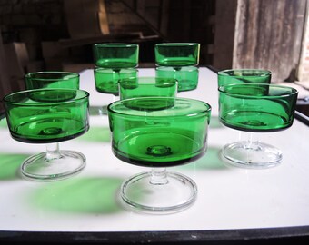 Green Champagne glasses - Vintage 70's Style.