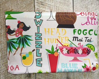 Clutch,Custom Folderover Clutch, Makeup Bag, Tropical