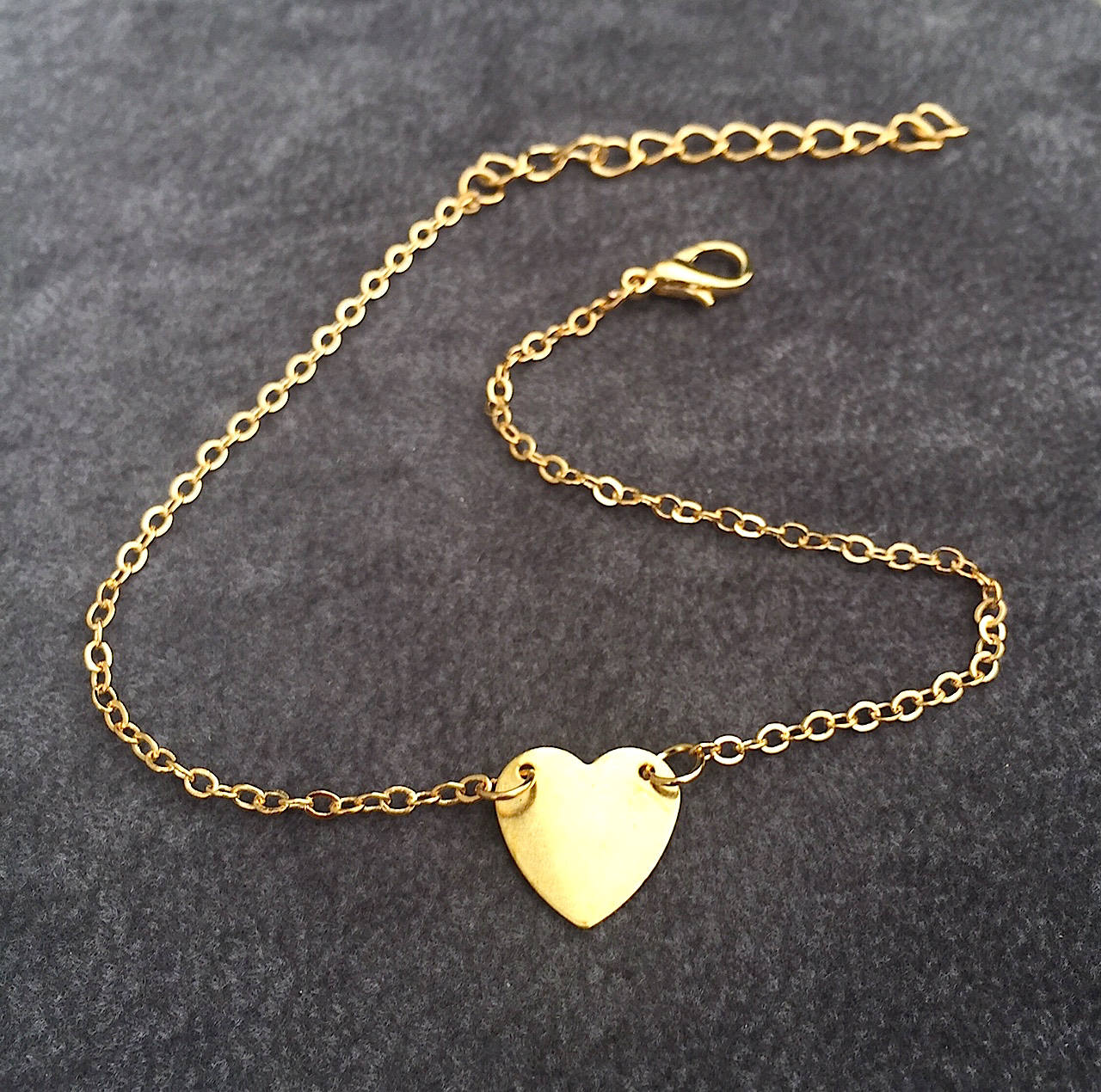 Gold anklet Bracelet Gold Heart Anklet Gold Ankle Chain Love