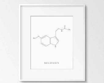 Molecule Melatonin Printable Art, 8x10, 4:5 Ratio, Modern Wall Art, Instant Download, Digital Print Printable Art